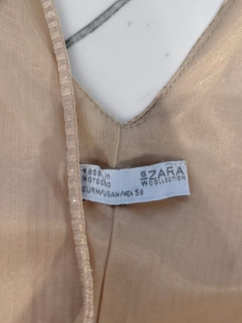 Zara Champagne Shimmer Slip On Midi Dress Size Medium Side Slits - Picture 8 of 10